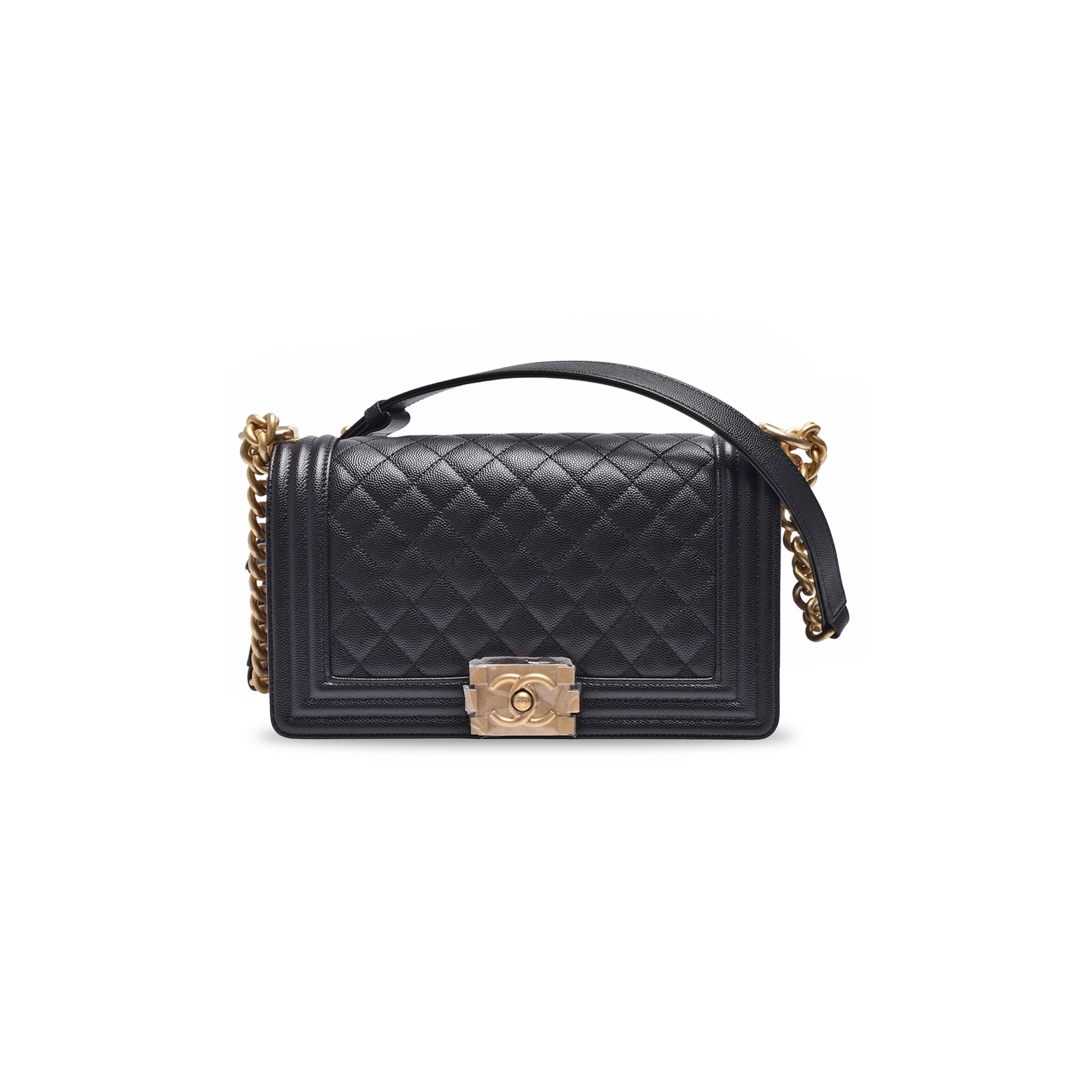 CHANEL CAVIAR MEDIUM QUILTED BOY FLAP BLACK A67086-2 (25*15*8cm)